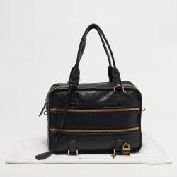 Pre Owned Dior Black Leather 30 Montaigne Duffel Bag