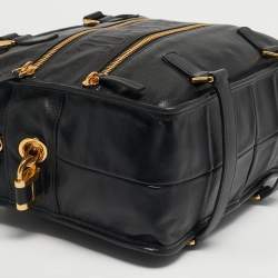 Pre Owned Dior Black Leather 30 Montaigne Duffel Bag