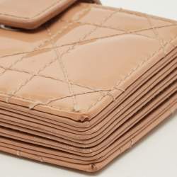 Pre Owned Dior Beige Cannage Patent Leather Lady Dior 5 Gusset Card Holder