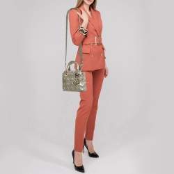 Pre Owned Dior Gold Cannage Leather Small Supple Lady Dior Tote