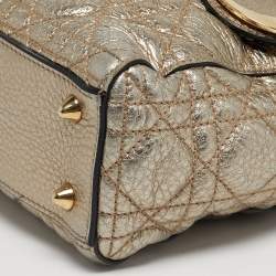 Pre Owned Dior Gold Cannage Leather Small Supple Lady Dior Tote