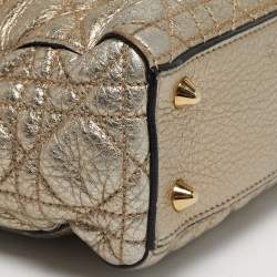 Pre Owned Dior Gold Cannage Leather Small Supple Lady Dior Tote