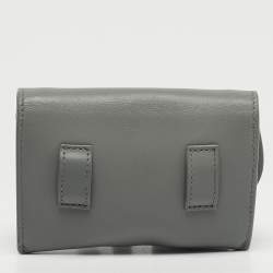 Pre Owned Dior Grey Ultra Matte Leather Nano Saddle Chain Pouch