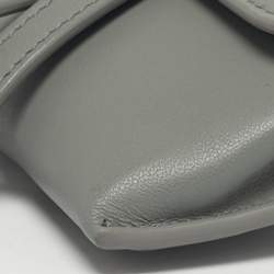 Pre Owned Dior Grey Ultra Matte Leather Nano Saddle Chain Pouch