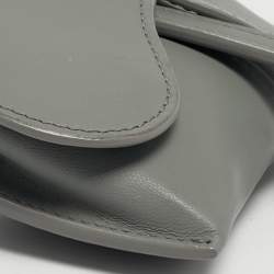 Pre Owned Dior Grey Ultra Matte Leather Nano Saddle Chain Pouch