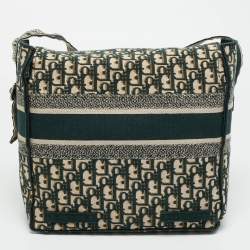 Pre Owned Dior Green Embroidered Canvas Diorcamp Messenger Bag