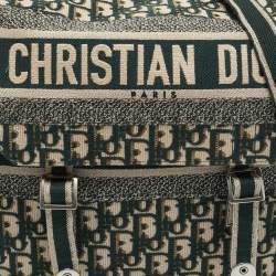 Pre Owned Dior Green Embroidered Canvas Diorcamp Messenger Bag