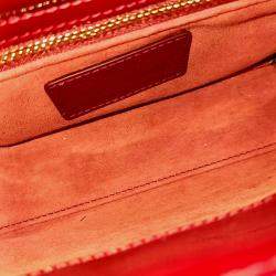Pre Owned Dior Red Patent Leather Patent Lady Bag Mini