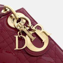 Pre Owned Dior Red Patent Leather Patent Lady Bag Mini