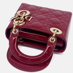 Pre Owned Dior Red Patent Leather Patent Lady Bag Mini