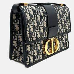 Pre Owned Dior Navy Blue Fabric Oblique 30 Montaigne Bag
