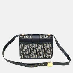 Pre Owned Dior Navy Blue Fabric Oblique 30 Montaigne Bag