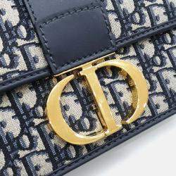 Pre Owned Dior Navy Blue Fabric Oblique 30 Montaigne Bag
