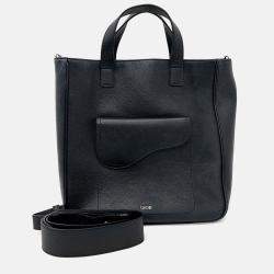 Pre Owned Dior Black Leather Saddle Tote and Shoulder Bag