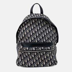 Pre Owned Dior Navy Blue Fabric Oblique Backpack