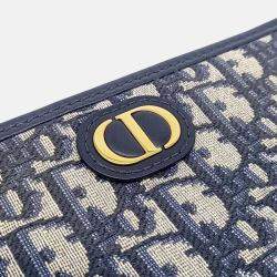 Pre Owned Dior Navy Blue Canvas Oblique 30 Montaigne Pouch