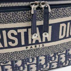 Pre Owned Dior Navy Blue Fabric Oblique Travel Vanity
