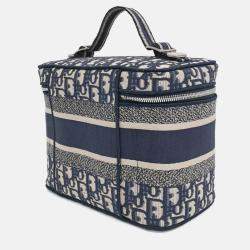 Pre Owned Dior Navy Blue Fabric Oblique Travel Vanity