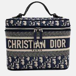 Pre Owned Dior Navy Blue Fabric Oblique Travel Vanity