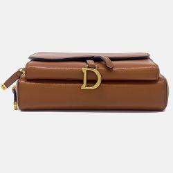 Pre Owned Dior Brown Leather Saddle Double Pouch