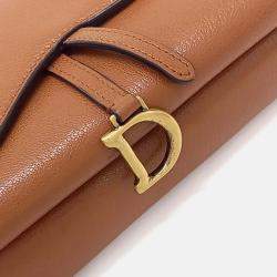 Pre Owned Dior Brown Leather Saddle Double Pouch