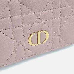 Pre Owned Dior Pink Leather Caro Card Holder
