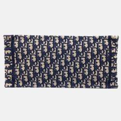 Pre Owned Dior Navy Blue Canvas Oblique Book Tote Bag