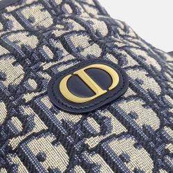 Pre Owned Dior Blue Canvas 30 Montaigne Drawstring Mini Bucket Bag