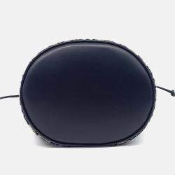 Pre Owned Dior Blue Canvas 30 Montaigne Drawstring Mini Bucket Bag