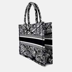 Pre Owned Dior Black White Fabric Book Tote Bag