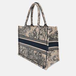 Pre Owned Dior Beige Black Canvas Book Tote Bag