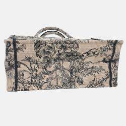 Pre Owned Dior Beige Black Canvas Book Tote Bag