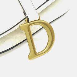 Pre Owned Dior White Leather Saddle Bag