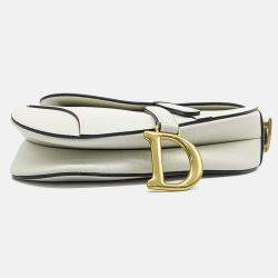 Pre Owned Dior White Leather Saddle Bag