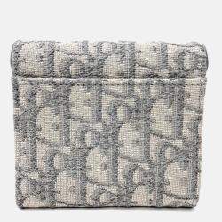 Pre Owned Dior Grey Fabric Saddle Bifold Wallet