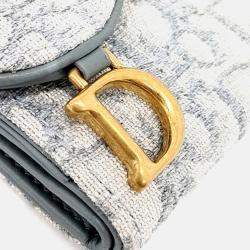 Pre Owned Dior Grey Fabric Saddle Bifold Wallet