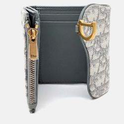 Pre Owned Dior Grey Fabric Saddle Bifold Wallet