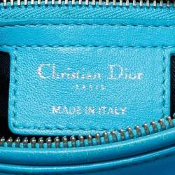 Pre Owned Dior Light Blue Cannage Leather Medium Lady Dior Tote
