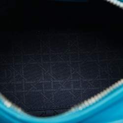 Pre Owned Dior Light Blue Cannage Leather Medium Lady Dior Tote
