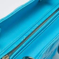 Pre Owned Dior Light Blue Cannage Leather Medium Lady Dior Tote