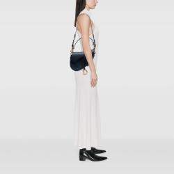 Pre Owned Dior Navy Blue Grained Calfskin Saddle Bag