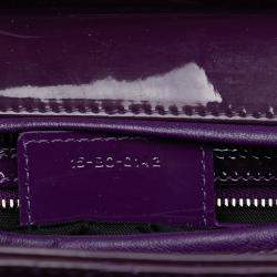 Pre Owned Dior Purple Large Patent Cannage Lady Dior