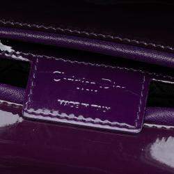 Pre Owned Dior Purple Large Patent Cannage Lady Dior