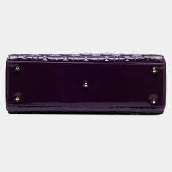 Pre Owned Dior Purple Large Patent Cannage Lady Dior