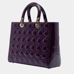 Pre Owned Dior Purple Large Patent Cannage Lady Dior