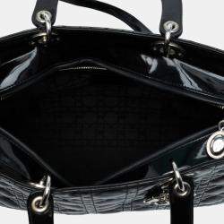 Pre Owned Dior Black Large Patent Cannage Lady Dior