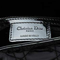 Pre Owned Dior Black Large Patent Cannage Lady Dior