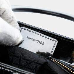Pre Owned Dior Black Medium Patent Cannage Lady Dior