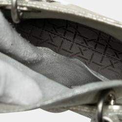 Pre Owned Dior Silver Micro Metallic Calfskin Cannage Lady Dior
