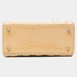 Pre Owned Dior Brown Medium Patent Cannage Lady Dior